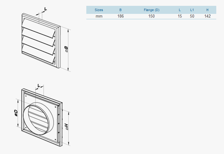 Gravity Vent White 150mm