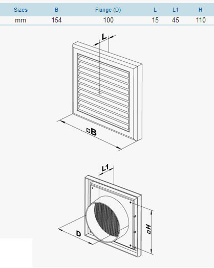 fixed vent dimension