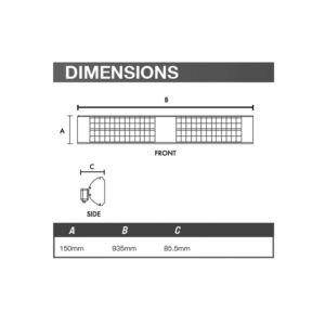 Ventair Sunburst 3000 Dimensions