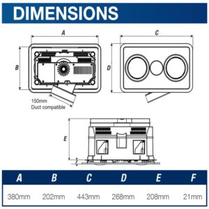 ventair heatforce rectangle dimensions